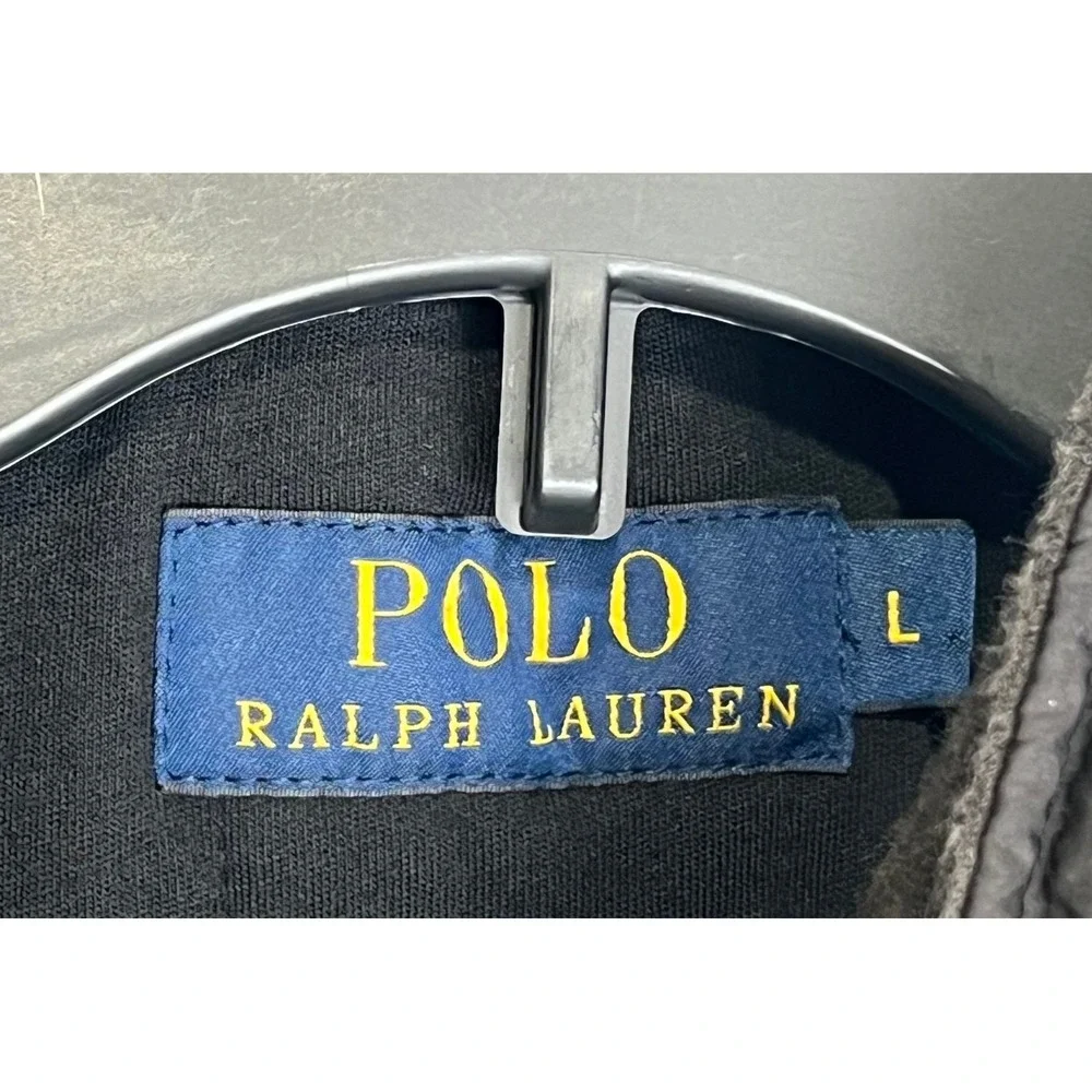 Polo Ralph Lauren Mens Black Full Zip Windbreaker Jacket L Polyester Shell Hood - Picture 2 of 12